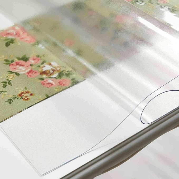 NECAUX Custom 35.4 x 63 Inch Frosted Table Cover Protector, 1.5mm Thick Plastic Waterproof Heavy Duty Desk Pad Non-Slip Tablecloth Protector for 5ft Coffee Table, Sofa Table, Media Stand, Countertop