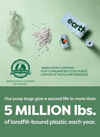 Earth Rated Poop Bags for Dogs, Guaranteed Leak Proof and Extra Thick Waste Bag Refill Rolls, Peach and Lotus, 280 Count