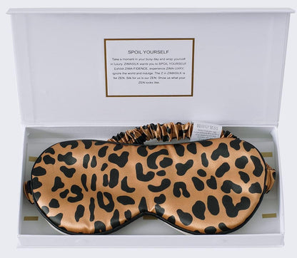 ZIMASILK Adjustable 100% 22 Momme Mulberry Silk Sleep Mask for Sleeping, Filled with Premium Mulberry Silk, Softest & Breathable Eye Sleeping Mask (Leopard-Black Golden)