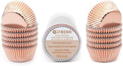 Gifbera Mini Rose Gold Foil Cupcake Liners Metallic Baking Cups, 300-Count