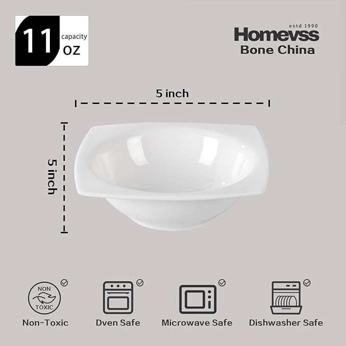 HomeVss, New Bone China Dinnerware Set, Rim Square Shape, 16pc Set