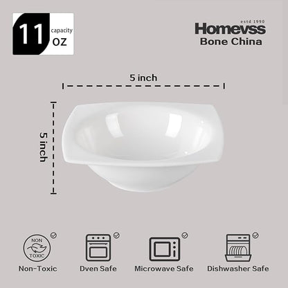 HomeVss, New Bone China Dinnerware Set, Rim Square Shape, 16pc Set