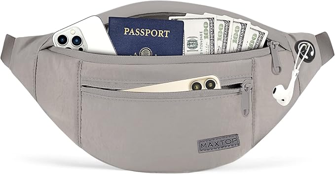 MAXTOP Large Crossbody Fanny Pack with 4-Zipper Pockets,Gifts for Enjoy Sports Festival Workout Traveling Running Casual Hands-Free Wallets Waist Pack Phone Bag Carrying All Phones