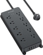 TROND Power Strip Surge Protector, 4000J, ETL Listed, 10 Widely Spaced Outlets with 2 USB A and 2 USB C, Flat Plug 5ft Extension Cord, Wall Mountable, 14AWG Heavy Duty, for Home Office Garage, Black