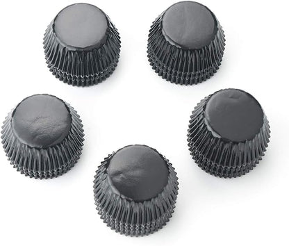 Gifbera Mini Black Foil Cupcake Liners Wrappers Metallic Baking Cups for Baby Shower Holiday Party, 300-Count
