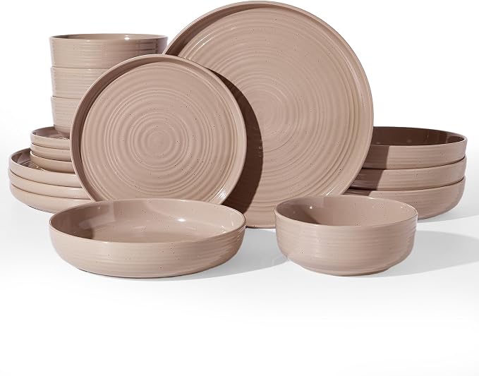 Stoneware Dinnerware Sets with Pasta Bowls, Service