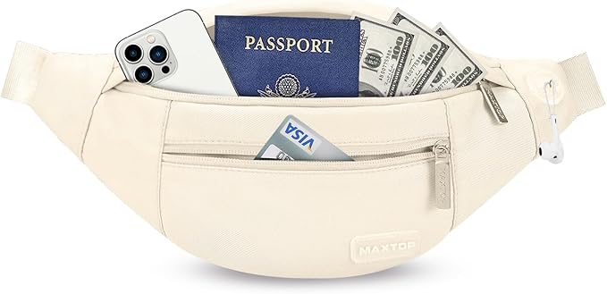 MAXTOP Large Crossbody Fanny Pack with 4-Zipper Pockets,Gifts for Enjoy Sports Festival Workout Traveling Running Casual Hands-Free Wallets Waist Pack Phone Bag Carrying All Phones