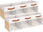 HNZIGE 11 Inch Foldable Fabric Storage Cubes - Clear Bins for Shelves, Canvas Cube Organizer Bins (White Beige 6 PCS)