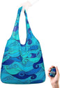 Nanobag Ultra-Lightweight Foldable Tote for Women & Men, Reusable Grocery & Travel Bag, Packable Collapsible Compact Market Essential (Standard Blue Waves)