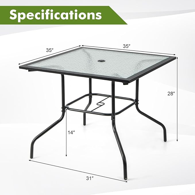 Tangkula 35 Inch Patio Dining Table