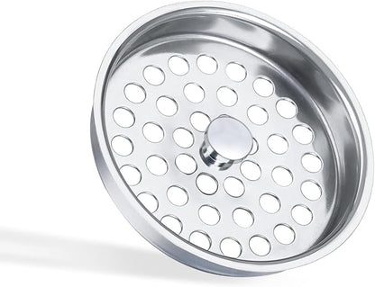 3-1/2 Inch Commercial Sink Strainer - 304 Stainless Steel Clog-Free Drain Cover, Precision Fit for 3.5" Drains & 3 Compartment Sinks, Heavy-Duty for High-Volume Kitchens