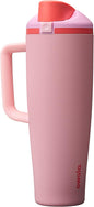 Owala FreeSip Tumbler Insulated Stainless Steel Water Bottle with Built-in Straw and Side Handle, For Travel, Work, School, and Sports, 40oz, BPA Free, Leak Proof, Angel Food Cake