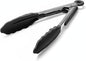 Doosu Kitchen Tongs for Cooking - 600°F Heat Resistant Food Tong with Non-Scratch Silicone Tips, Heavy Duty Stainless Steel Locking Tong for BBQ, Grilling Steak, Serving Salad, Pasta (7in, Black)
