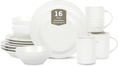 Stone Lain Orbit 16-Piece Dinnerware Set Stoneware, White