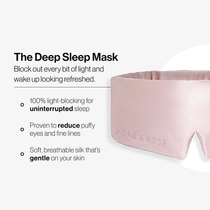 Dore & Rose Deep Sleep Mask Light Blocking, 23 Momme Mulberry Silk Eye Mask, Ultra Soft, Adjustable - Travel Sleeping Mask for Men & Women - Lotus