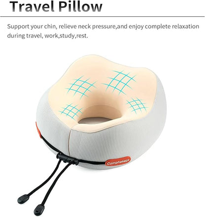 Thickened Travel Neck Pillow for Airplanes for Women, Adjustable Right Amount of Height 360° Support Memory Foam Neck Pillow, Portable Plane Pillow for Sleeping