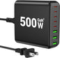 500W USB C Charger Block, 8-Port USB C Charging Station Fast Charging PD 120W PC Laptop Charger Adapter Compatible with MacBook Pro/Air/All iPad,DELL, iPhone 16/15/14/13/Pro Max/Galaxy