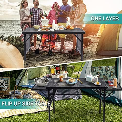 Nice C Metal Folding Grill Table, Camping Tailgate Grill Station
