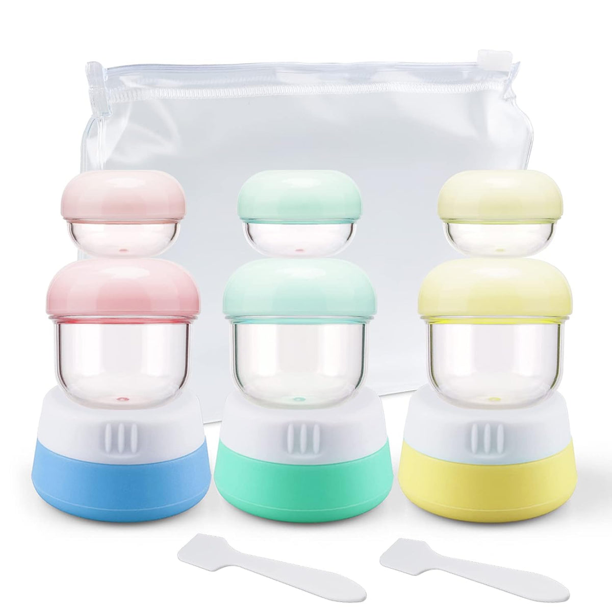 Cosywell Travel Jars for Creams 9PCS Travel Size Containers for Toiletries Cream Jars Refillable Leak-proof Travel Accessories with Lid for Lotion Cosmetic Makeup Body Cream (Plastic-6 & Silicone-3)