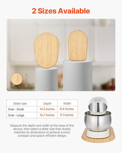 VEVOR Mixer Slider Mat for Tilt Head Kitchen Aid 5.5-8 Qt Stand Mixer, kitchenaid Mixer Slider with PTFE Feet, Kitchen Countertop Storage Accessories Moving Tray attachments (Natural Wood)