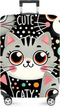 ANNA QUEEN Cute Cat Luggage Cover, Kawaii Cartoon Kitty Suitcase Protector with Colorful Polka Dot Design, Stretchable, Washable Travel Cover for 32-34 Inch Luggage