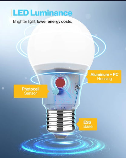 Sunco 8 Pack Dusk to Dawn LED Outdoor Light Bulb A19, Photocell Automatic for Exterior Lighting, 800 LM, 9W (60W Eqv.), 3000K Warm White, Auto On/Off Sensor, IP65 Rated UL