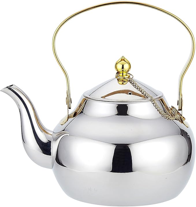 SANQIAHOME 1.3 Quart Stainless Steel Teapot With Infuser,Tea Kettle For Stove Top Minimalist Style