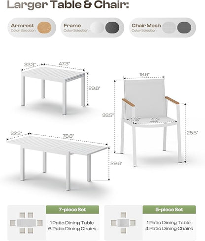 Outdoor Aluminum Patio Dining Table Set