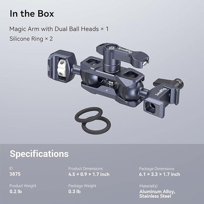 SmallRig Articulating Magic Arm with NATO Clamp and 1/4"-20 Screw (with Retractable Pins), 360 Degree Rotation, Max Load of 12 Ib Magic Arm for Field Monitor, Camera and Lights 3875