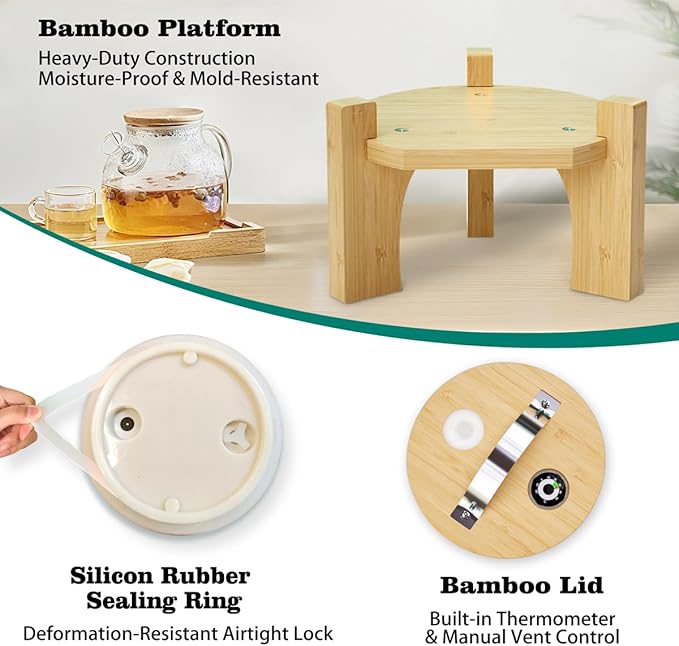 1.2 Gallon Glass Drink Dispenser For Parties, Beverage Dispenser With Bamboo Wood Stand And Stainless Steel Spigot, Countertop Water Dispenser, Lemonade Dispenser For Wedding, Picnic (1PACK)
