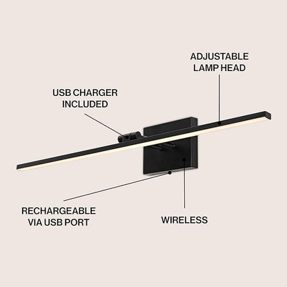 JONATHAN Y JYL7163C Santino 28" Modern Minimalist Swivel Integrated Dimmable LED Rechargeable Picture Light with Touch Sensor for Bedroom, Living Room, Kitchen, Office, Black