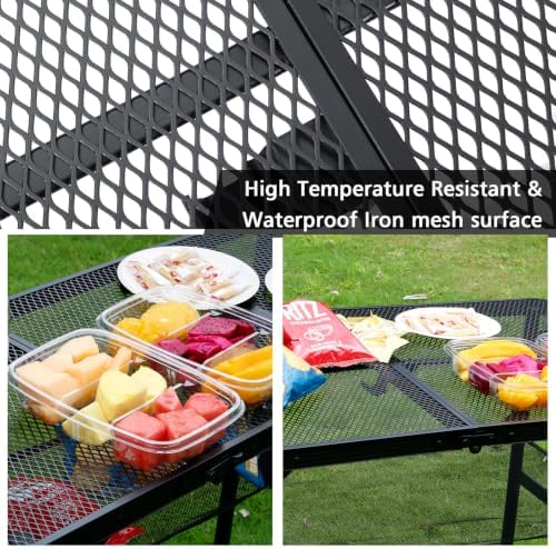 JOUYEK Folding Grill Table,3x2 FT Portable Camping Table with 2 Wing Panels