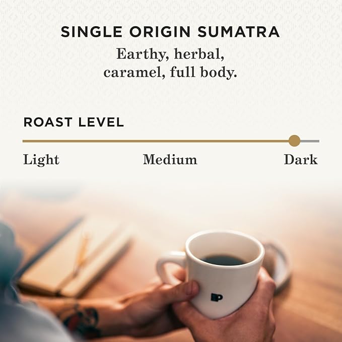 Peet's Coffee, Dark Roast Single Serve Coffee Pods - Single Origin Sumatra 32 Count (1 Box of 32 Pods)
