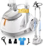 SALAV GS45-DJ Professional Upright Garment Steamer with Roll Wheels, Multi-Function Extra Wide Hanger, Fabric Brush & Mini Ironing Paddle, 1500 watts, Silver