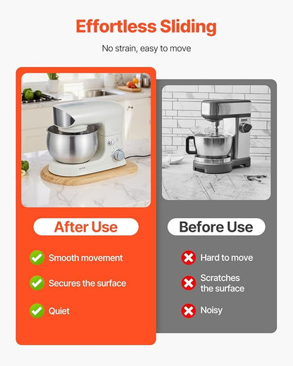 VEVOR Mixer Slider Mat for Tilt Head Kitchen Aid 4.5-5 Qt Stand Mixer, kitchenaid Mixer Slider with PTFE Feet, Kitchen Countertop Storage Accessories Moving Tray attachments (Natural Wood)