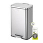 EKO Madison Brushed Stainless 25L+20L Dual Compartment Step Trash Can with Inner Liner, Recycling Bin, Soft-Close Lid, Fingerprint-Resistant Finish, and Durable Stainless Steel for Home and Office