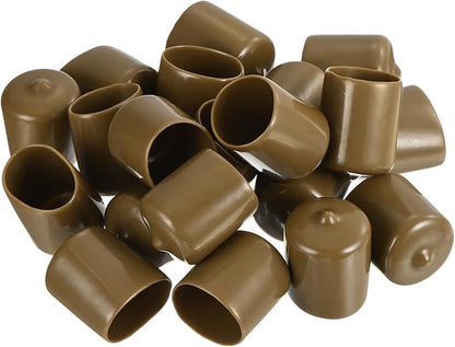 uxcell 20pcs Rubber End Caps 24mm(15/16") ID Vinyl PVC Round Tube Bolt Cap Cover Screw Thread Protectors Light Brown