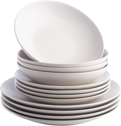 Porto by Stone Lain Semplice 12-Piece Premium Kitchen & Dining Dinnerware Set
