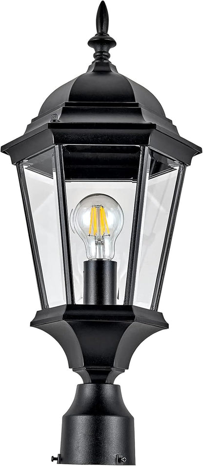 Oak Creek Outdoor Light and Pier Base Bundle – Traditional Clear Glass – for Driveways, Yards, Patios and Porches, Textured Black – Design House, 589861