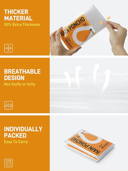 SaphiRose Disposable Rain Ponchos Emergency Clear Poncho