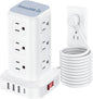 PD20W Power Strip Tower Surge Protector,16.5FT Extension Cord,Power Strip with USB 12 Outlets with 4 USB Ports (1 USB C), Flat Plug Multi Plug Outlet Extender Overload Protection for Home Office