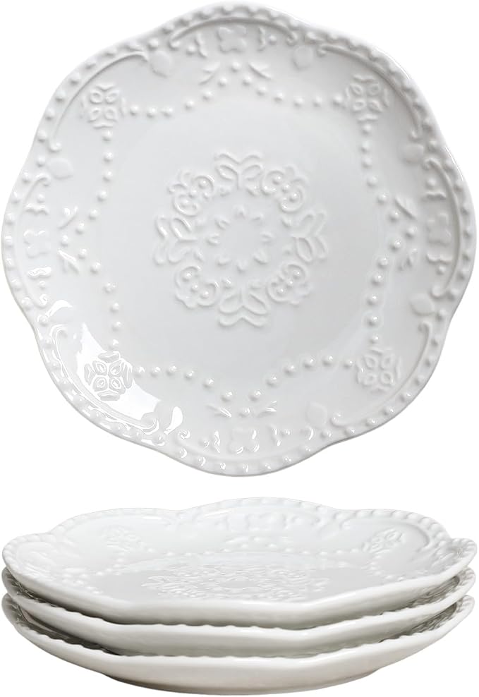 Gaolinci European Palace Series Lace Embossed Ceramic Dinner Plate