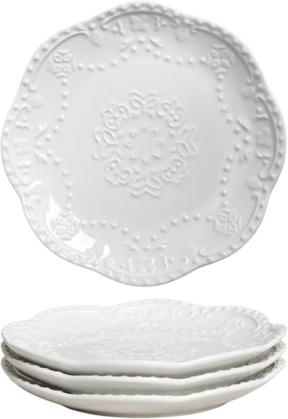 Gaolinci European Palace Series Lace Embossed Ceramic Dinner Plate