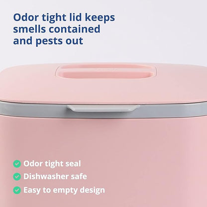 BLUE GINKGO Kitchen Compost Bin [5L / 1.32 GAL] – Filter-Free, Odor-Tight Countertop Food Waste Pail with Handles (Made in Korea, Pink)