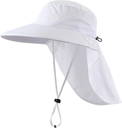 Home Prefer Outdoor UPF50+ Sun Hat Wide Brim Mesh Fishing Hat with Neck Flap