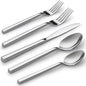 Alata Cube 60-Piece Forged Stainless Steel Flatware Set Cutlery Set, Silverware Set Service for 12, Mirror Finish, Dishwasher Safe