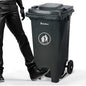 32 Gallon Step-On Large Outdoor Trash Can with Lid and Wheels - Outside Plastic Rolling Garbage Can - Rollout Commercial Heavy-Duty Container Barrel, Gray