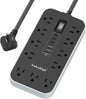 10FT Extension Cord with USB Ports- Power Strip with USB, 1625W Multi Outlet with 11 AC Outlet 6 USB (24W/4.8A), Charging Station for Multiple Devices, for Home, Office, Dorm, Gaming Room Essentials
