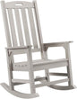 Psilvam Oversized Outdoor Rocking Chair, with 21" Wide Seat and 32" Tall Backrest, Pre-Assembled with Most Components for Effortless Installation (Gray)