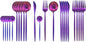 JASHII Silverware Sets, 24-Piece Stainless Steel Flatware/Cutlery/Tableware Set Service for 6 Person, Include Knife/Fork/Spoon, Mirror Polished (Purple)